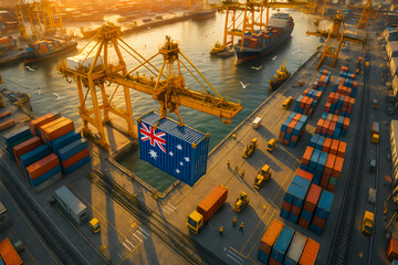 Australian Cargo Containers at a Shipping Port