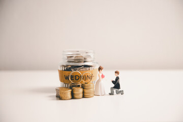 Save money for wedding and planning wedding concept. Sustainable financial goal for family life or...