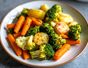 Roasted Mixed Vegetables On Plate