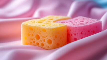 Pastel Cleaning Sponges Closeup