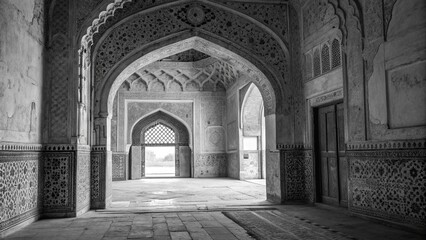 Fototapeta premium Mystical Islamic Archway in Monochrome with Spiritual Architectural Beauty