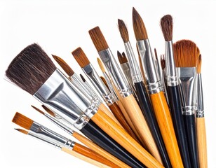 Assortment Of Paintbrushes On White Background