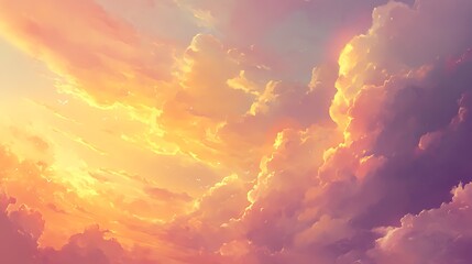 Fototapeta premium Golden Sunset Cloudy Sky.