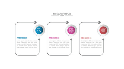 3 step or option infographic template design vector with line and circle for business and presentation 