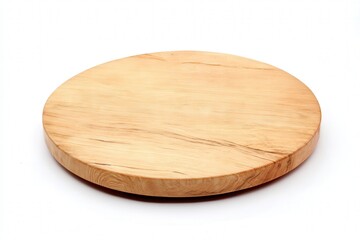 Round wooden cutting board isolated on white background
