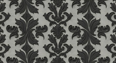 Elegant Gray Damask Pattern, Embossed Floral Design