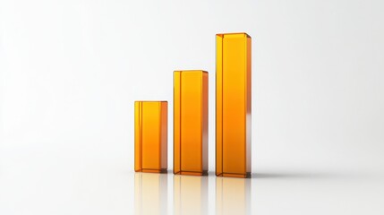 Amber Glass Bars Ascending Graph Growth Success Modern Minimalist Design 3D Render