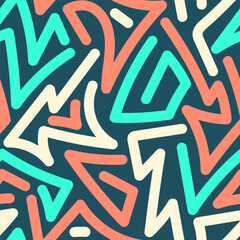 Background Abstract Geometric Shapes with a Seamless Teal Coral and OffWhite Texture