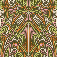 Background Psychedelic Swirls An Abstract Mandala of Colorful Lines and Geometric Shapes