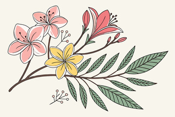 120 flower,floral,botanical,natural,leaves,green,pink,yellow,circular,simple,minimalist,illustration,icons,pattern,vector