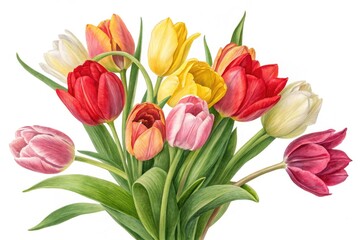 Fototapeta premium Bright Bouquet of Dutch Tulips With Vibrant Colors Generative AI