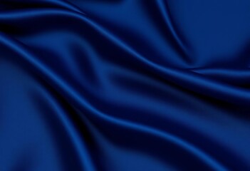 Fototapeta premium Subtle wave folds in dark navy blue satin, creating a soft, abstract background, blue, indigo