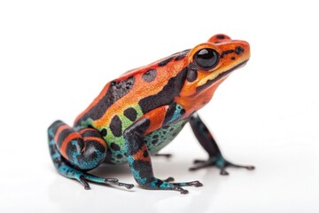 Obraz premium Vibrant Poison Dart Frog Displayed on a White Background Generative AI