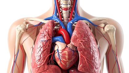 Detailed Human Anatomy Illustration Heart Lungs Vascular System Skeletal Structure Medical Education