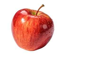 Fresh Red Apple with Glossy Skin and Vibrant Color on White Background