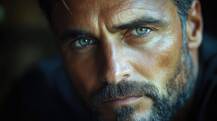 Obraz premium Medium Shot of Handsome Man in Mysterious Atmosphere