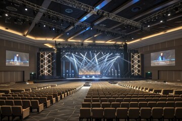 Naklejka premium AI-Driven Concert Stage Design With Advanced Lighting and Seating