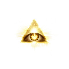 Illuminati Eye in Triangle, Glowing Mystical Symbol, Abstract Art