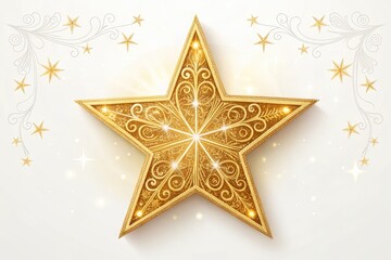 Glittering Golden Star With Intricate Design and Lights Generative AI