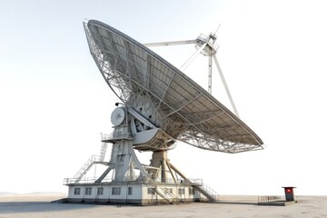 Large Satellite Dish Antenna on Neutral Background Generative AI