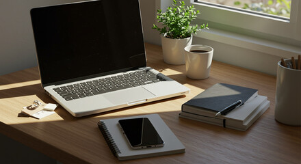 Fototapeta premium A Remote Work From Home Office Setup.eps