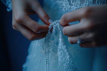 close up hands of woman seamstress tailor