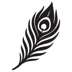 A graphic silhouette of a single peacock feather design © sumit
