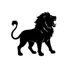lion roaring silhouette on white background  .svg