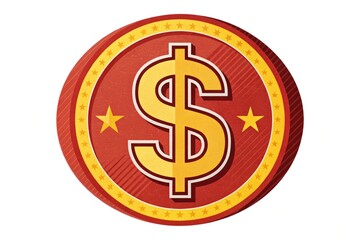Obraz premium Bold Red and Yellow Dollar Sign Icon Against White Background Generative AI
