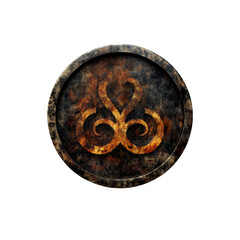 Fototapeta premium Ancient Rusted Shield with Celtic Knotwork Design