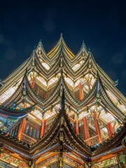Night view of lights at Chongqing Hongen Pavilion