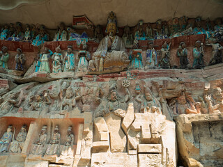 Buddha statues at Dazu Rock Carvings in Chongqing