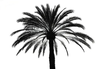 Obraz premium Silhouette of a Palm Tree Against a Bright White Background Generative AI