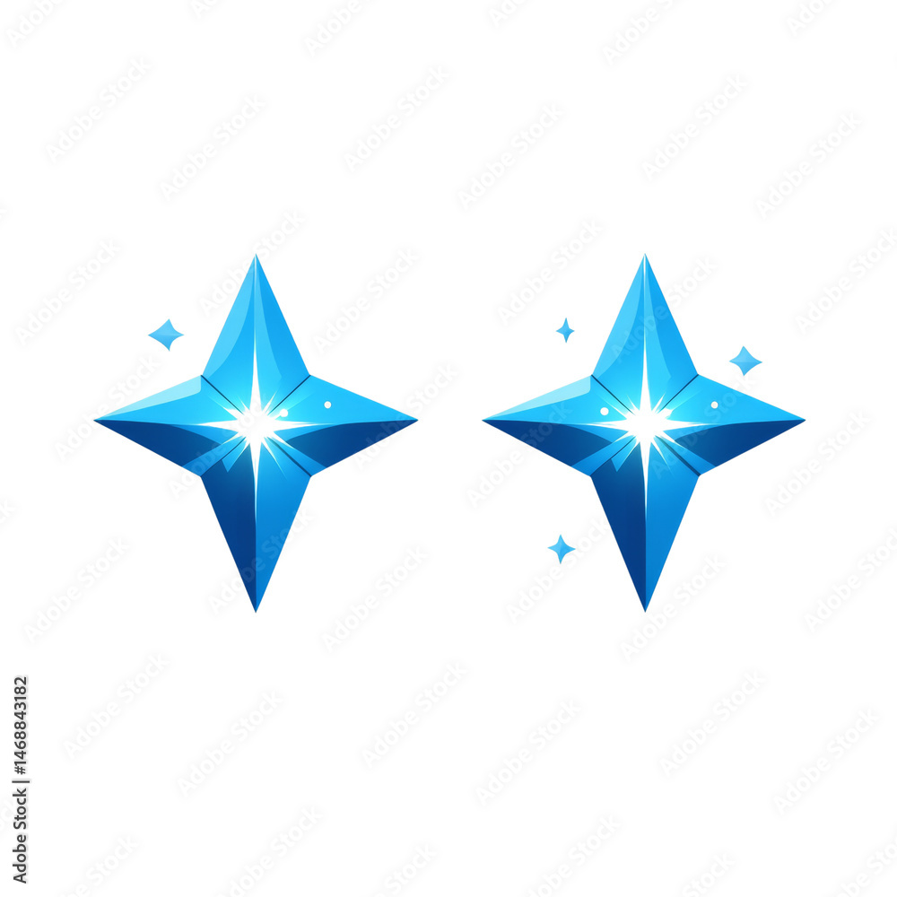 Poster Gradient shiny four pointed stars illustration, abstract vector design element