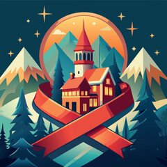 Obraz premium Winter Landscape Vector Art