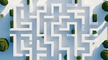 Aerial View Of White Maze With Green Trees
