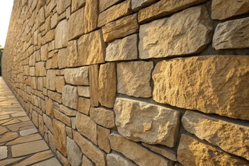 Stone Wall Texture With Irregular Shapes and Warm Colors Generative AI
