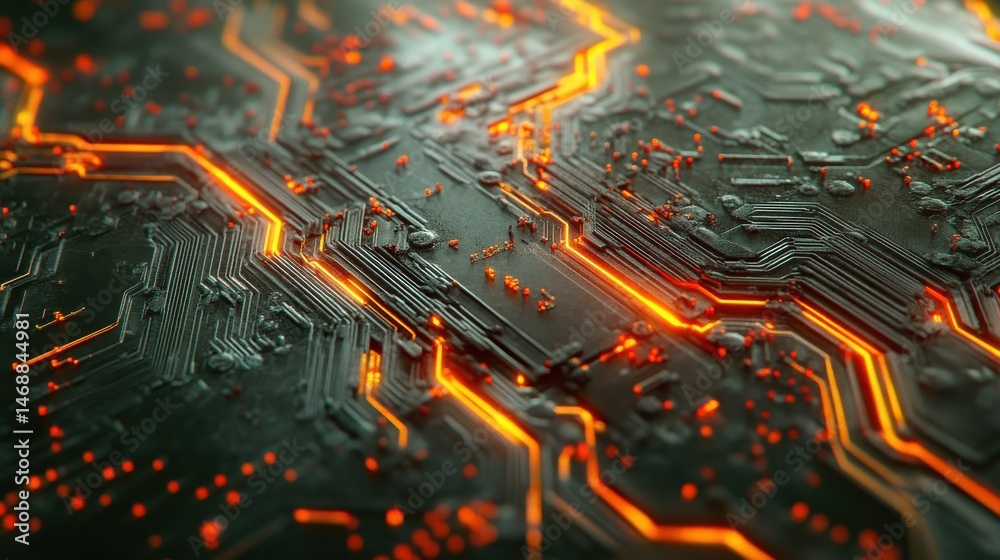 Poster abstract circuit cyberspace design created with generative ai technology