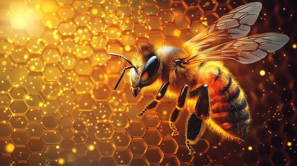 Honeybee in honeycomb