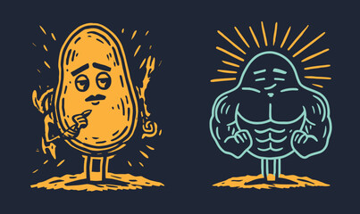 Obraz premium Playful Hand-Drawn Characters, Doodle Art of Fitness and Fun