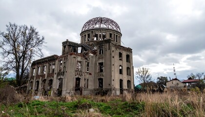 Damaged Concrete Dome Building in Hiroshima, Japan