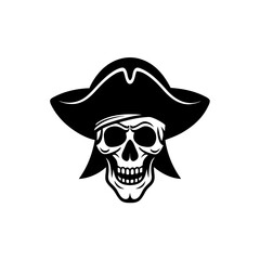 pirate skull with hat vector on white background  .svg