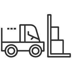 Forklift Industrial Loader Icon with Pallets for Warehouse Management Software, Logistics Operations Graphics, Material Handling Education and Storage Facility Websites