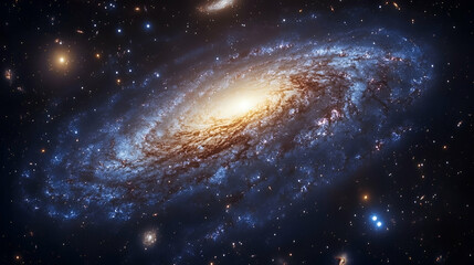 Spiral galaxy structure in the vastness of space.