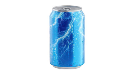 Energy Soda Can in Blue with Lightning Graphic Transparent Background