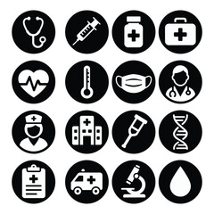 Medical Icons Set – Solid Black Style