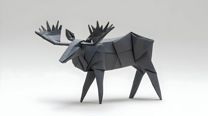 Origami Moose Sculpture In Gray