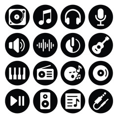 Music Icons Set – Solid Black Style