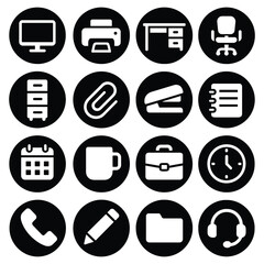 Office Icons Set Silhouette PNG