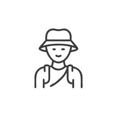 Tourist Icon with Hat for Travel Websites, Vacation Planning Apps, Tourism Guides and Recreational Service Platforms